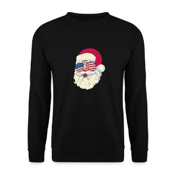 Weihnachtsmann patriotische USA Sonnenbrille - Unisex Pullover - Schwarz - Vorne - Alina (178cm) & Michal (187cm)