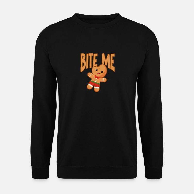 Bite Me Gingerbread Man Funny Christmas Cookie - Unisex Pullover - Schwarz