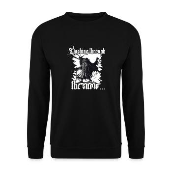 Horror Krampus T-Shirt Mystische Weihnachtsfigur - Unisex Pullover - Schwarz - Vorne - Alina (178cm) & Michal (187cm)