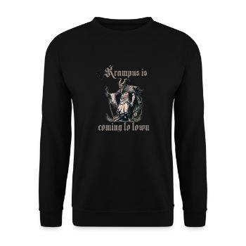 Scary Krampus T-Shirt Evil Santa Claus - Unisex Sweatshirt - black - Front - Alina (178cm) & Michal (187cm)
