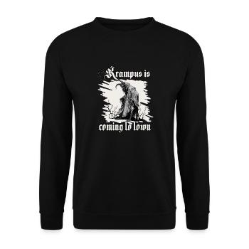 Krampus T-Shirt für die gruseligste Zeit des - Unisex Pullover - Schwarz - Vorne - Alina (178cm) & Michal (187cm)