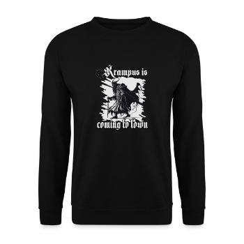 Horror Krampus T-Shirt dunkle Seite der Weihnacht - Unisex Pullover - Schwarz - Vorne - Alina (178cm) & Michal (187cm)