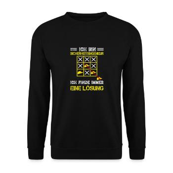 Sicherheitsingenieur Lösung Geschenkidee - Unisex Pullover - Schwarz - Vorne - Alina (178cm) & Michal (187cm)