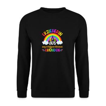 Erzieherin Abschiedsgeschenkidee Kita - Unisex Pullover - Schwarz - Vorne - Alina (178cm) & Michal (187cm)