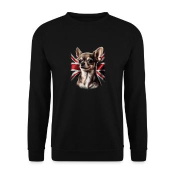 Chihuahua - Großbritannien England Flagge Farben - Unisex Pullover - Schwarz - Vorne - Alina (178cm) & Michal (187cm)