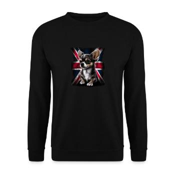 Chihuahua - Großbritannien England Flagge Farben - Unisex Pullover - Schwarz - Vorne - Alina (178cm) & Michal (187cm)