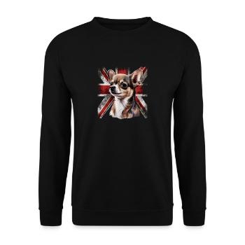 Chihuahua - Großbritannien England Flagge Farben - Unisex Pullover - Schwarz - Vorne - Alina (178cm) & Michal (187cm)