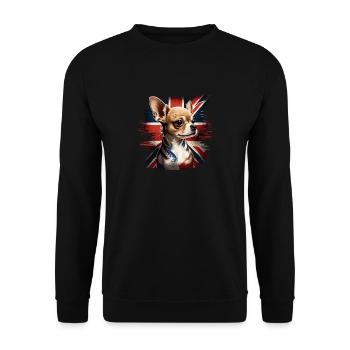Chihuahua - Großbritannien England Flagge Farben - Unisex Pullover - Schwarz - Vorne - Alina (178cm) & Michal (187cm)