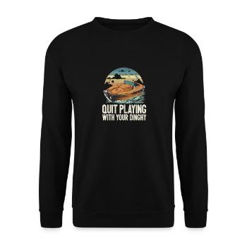 Funny Motorboating Quote Quit Playing With Your - Unisex Sweatshirt - black - Front - Alina (178cm) & Michal (187cm)