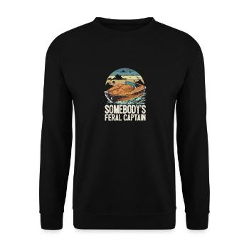 Somebody's Feral Captain Grumpy Pontoon King - Unisex Pullover - Schwarz - Vorne - Alina (178cm) & Michal (187cm)
