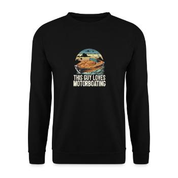 This Guy Loves Motorboating Pontoon King Funny - Unisex Pullover - Schwarz - Vorne - Alina (178cm) & Michal (187cm)