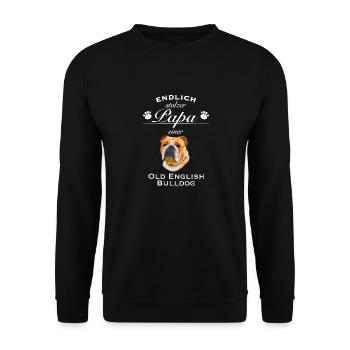 Endlich stolzer Papa - Old English Bulldog - Unisex Pullover - Schwarz - Vorne - Alina (178cm) & Michal (187cm)