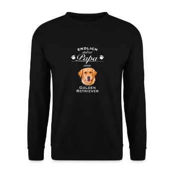 Endlich stolzer Papa - Golden Retriever - Unisex Pullover - Schwarz - Vorne - Alina (178cm) & Michal (187cm)