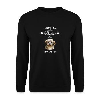 Endlich stolzer Papa - Havaneser - Unisex Pullover - Schwarz - Vorne - Alina (178cm) & Michal (187cm)