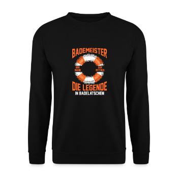 Rettungsschwimmer Bademeister - Unisex Pullover - Schwarz - Vorne - Alina (178cm) & Michal (187cm)