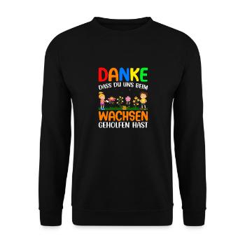 Danke dass du uns beim Wachsen geholfen hast - Unisex Pullover - Schwarz - Vorne - Alina (178cm) & Michal (187cm)