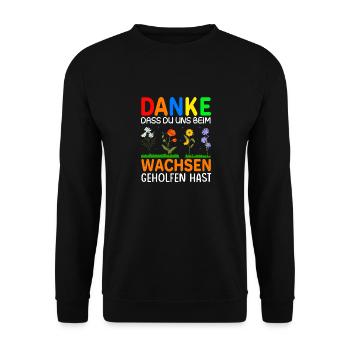 Danke dass du uns beim Wachsen geholfen hast! - Unisex Pullover - Schwarz - Vorne - Alina (178cm) & Michal (187cm)