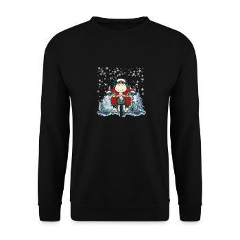 Biker Santa Claus on Motorcycle Funny - Unisex Sweatshirt - black - Front - Alina (178cm) & Michal (187cm)