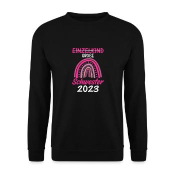 Einzelkind Große Schwester 2023 - Unisex Pullover - Schwarz - Vorne - Alina (178cm) & Michal (187cm)