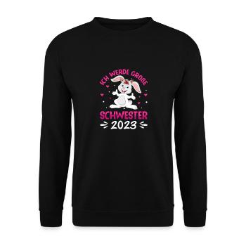 Ich werde große Schwester 2023 - Unisex Pullover - Schwarz - Vorne - Alina (178cm) & Michal (187cm)