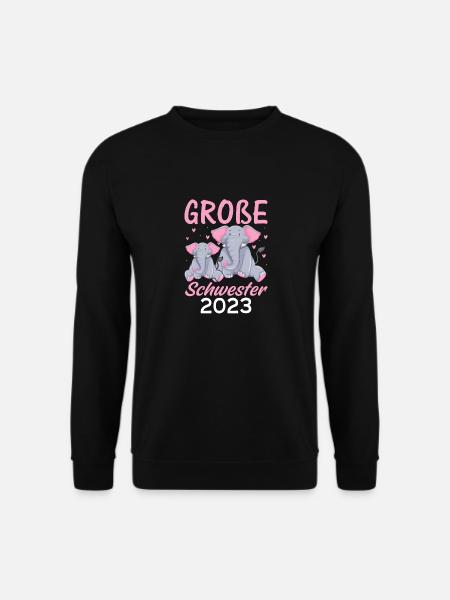 Große Schwester 2023 Elefant - Unisex Pullover - Schwarz
