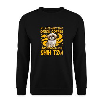 I just want to drink coffee and snuggle Shih Tzu - Unisex Sweatshirt - black - Front - Alina (178cm) & Michal (187cm)