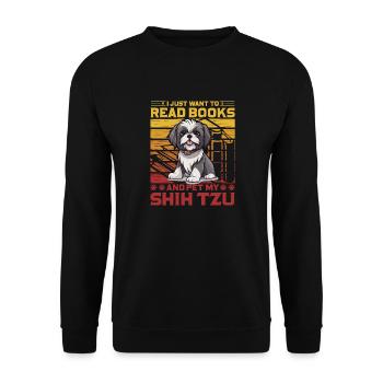 Je veux juste lire des livres et caresser mon Shih Tzu - Sweat-shirt Unisexe - noir - Devant - Alina (178cm) & Michal (187cm)