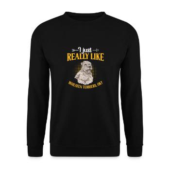 Irish Soft Coated Wheaten Terrier - Unisex Pullover - Schwarz - Vorne - Alina (178cm) & Michal (187cm)