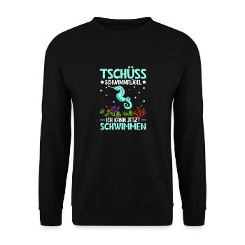 Schwimmflügel Seepferdchen Schwimmen - Unisex Pullover - Schwarz - Vorne - Alina (178cm) & Michal (187cm)