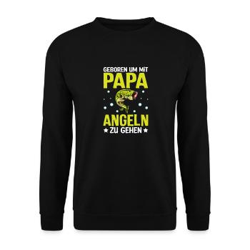 Papa Angeln Kinder - Unisex Pullover - Schwarz - Vorne - Alina (178cm) & Michal (187cm)
