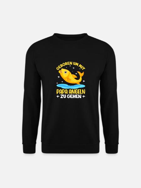 Geboren um mit Papa angeln zu gehen Kinder - Unisex Pullover - Schwarz