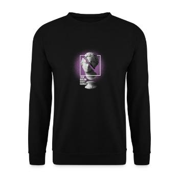 Vaporwave Stop making idiots famous - Stupid Peopl - Unisex Pullover - Schwarz - Vorne - Alina (178cm) & Michal (187cm)