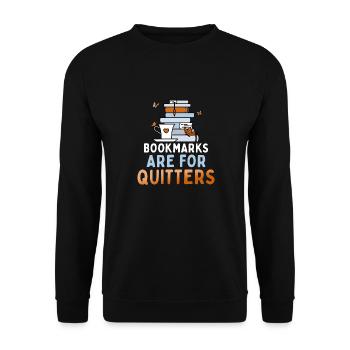 Bookmarks are funny for slackers - Unisex Sweatshirt - black - Front - Alina (178cm) & Michal (187cm)