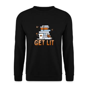 Get Lit Reading Quotes Rat de bibliothèque introverti - Sweat-shirt Unisexe - noir - Devant - Alina (178cm) & Michal (187cm)