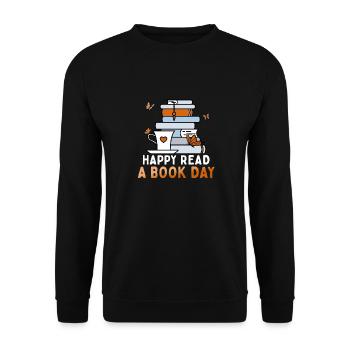 Happy Read A Book Day Introvert Book Club - Unisex Sweatshirt - black - Front - Alina (178cm) & Michal (187cm)