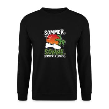 Sommer, Sonne, Sommerlatschen - Unisex Pullover - Schwarz - Vorne - Alina (178cm) & Michal (187cm)