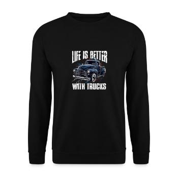 Truck Vintage Old Classic School American Pickup - Unisex Sweatshirt - black - Front - Alina (178cm) & Michal (187cm)