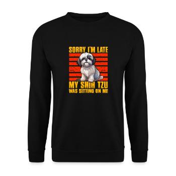Désolé d’être en retard, mon Shih Tzu était assis sur moi - Sweat-shirt Unisexe - noir - Devant - Alina (178cm) & Michal (187cm)