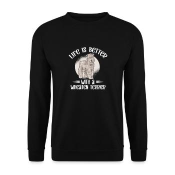 Irish Soft Coated Wheaten Terrier - Unisex Pullover - Schwarz - Vorne - Alina (178cm) & Michal (187cm)