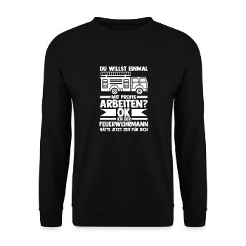 Feuerwehrmann Feuerwehr - Unisex Pullover - Schwarz - Vorne - Alina (178cm) & Michal (187cm)