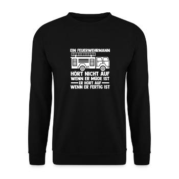 Feuerwehrmann Feuerwehr - Unisex Pullover - Schwarz - Vorne - Alina (178cm) & Michal (187cm)