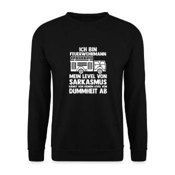 Feuerwehrmann Feuerwehr - Unisex Pullover - Schwarz - Vorne - Alina (178cm) & Michal (187cm)