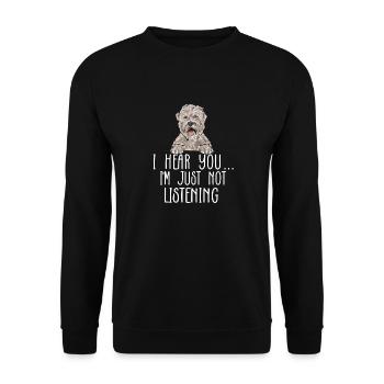 Irish Soft Coated Wheaten Terrier - Unisex Pullover - Schwarz - Vorne - Alina (178cm) & Michal (187cm)