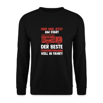 Feuerwehrmann Feuerwehr - Unisex Pullover - Schwarz - Vorne - Alina (178cm) & Michal (187cm)