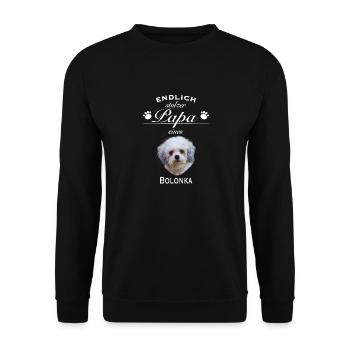 Endlich stolzer Papa - Bolonka - Unisex Pullover - Schwarz - Vorne - Alina (178cm) & Michal (187cm)