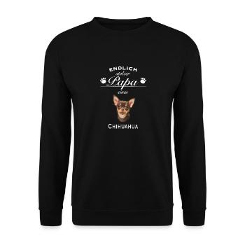 Endlich stolzer Papa - Chihuahua - Unisex Pullover - Schwarz - Vorne - Alina (178cm) & Michal (187cm)