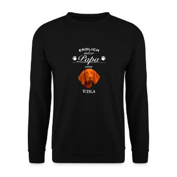 Endlich stolzer Papa - Vizsla - Unisex Pullover - Schwarz - Vorne - Alina (178cm) & Michal (187cm)
