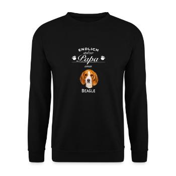 Endlich stolzer Papa - Beagle - Unisex Pullover - Schwarz - Vorne - Alina (178cm) & Michal (187cm)