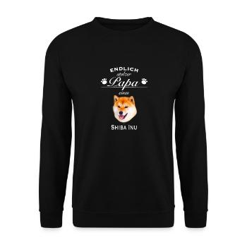 Endlich stolzer Papa - Shiba Inu - Unisex Pullover - Schwarz - Vorne - Alina (178cm) & Michal (187cm)