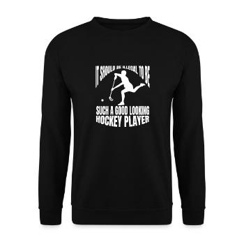 Floorball Hockey Hockey Hockey Hockey Cadeau Joueur de Hockey sur Gazon - Sweat-shirt Unisexe - noir - Devant - Alina (178cm) & Michal (187cm)